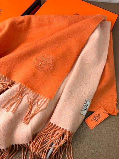 DOUBLE-FACE SCARF 200 CM IN TIGER ORANGE CASHMERE