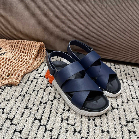 ELECTRIC SANDAL BLACK MIX NAVY CALFSKIN