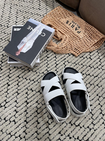 ELECTRIC SANDAL BLACK MIX CREAMY WHITE CALFSKIN