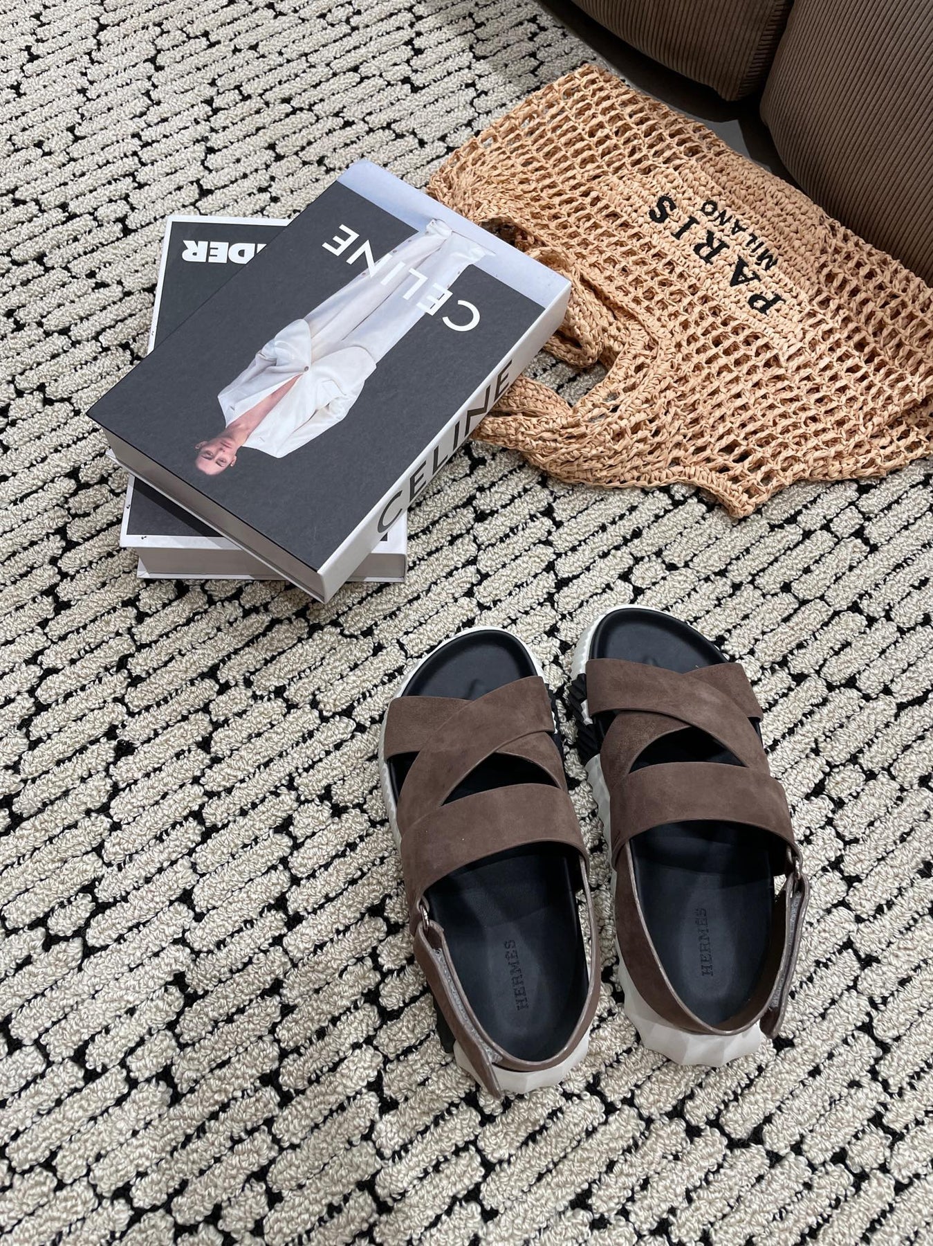 ELECTRIC SANDAL BLACK MIX BROWN SUEDE