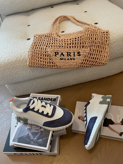 BOUNCING SNEAKERS LIGHT GRAY MIX NAVY CALFSKIN