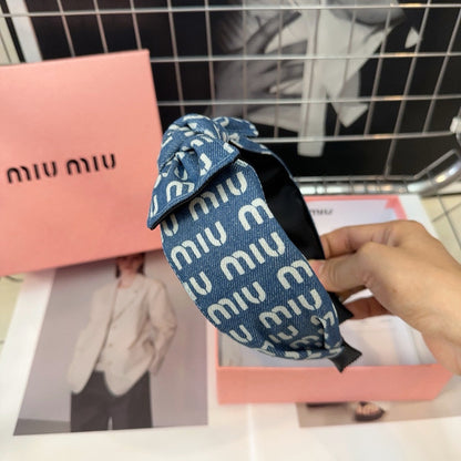 DENIM BOW HEADBAND BALTIC BLUE MIX WHITE 205577