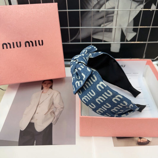 DENIM BOW HEADBAND BALTIC BLUE MIX WHITE 205577