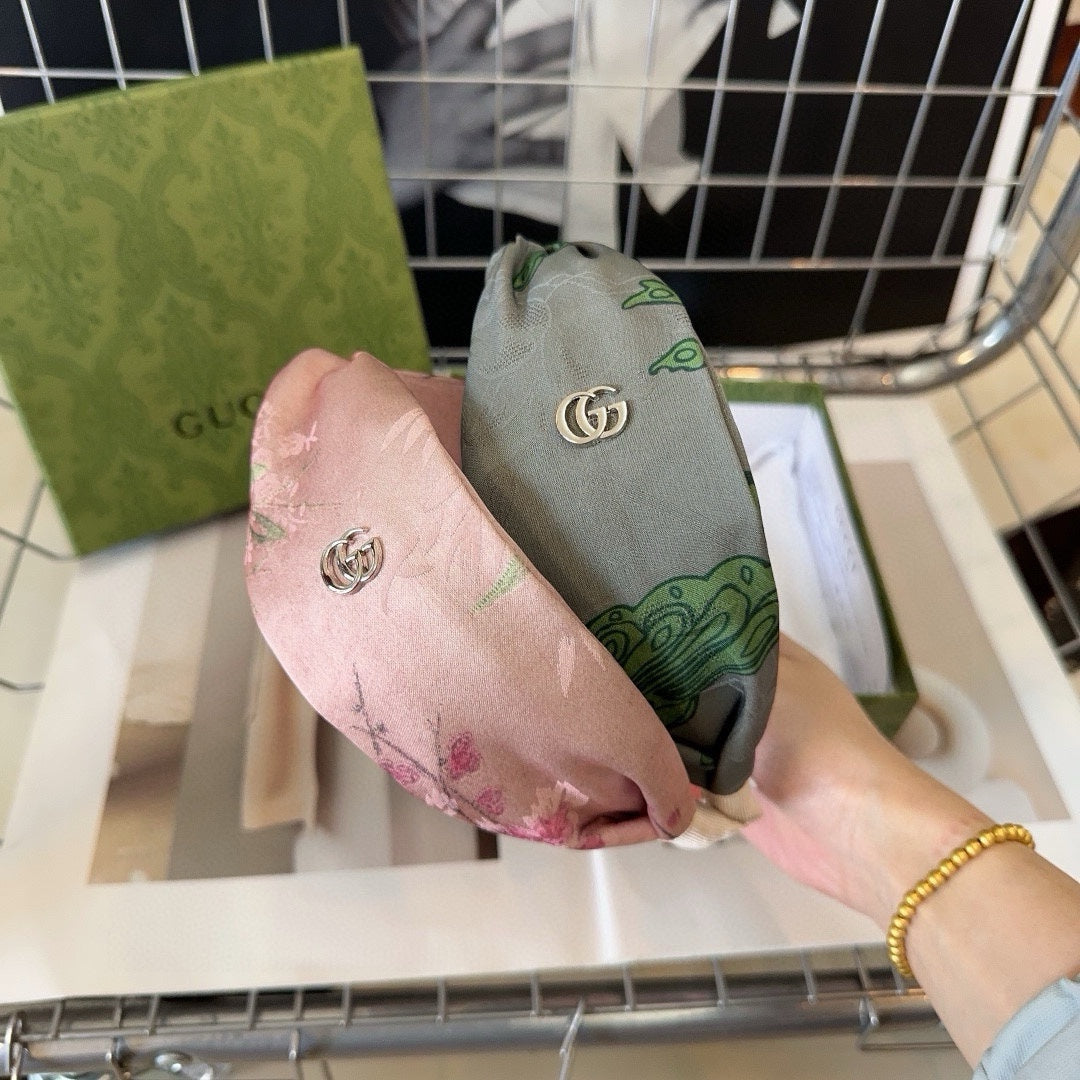 PALE PINK GRAY SILK-BLEND HAIRBAND 407923