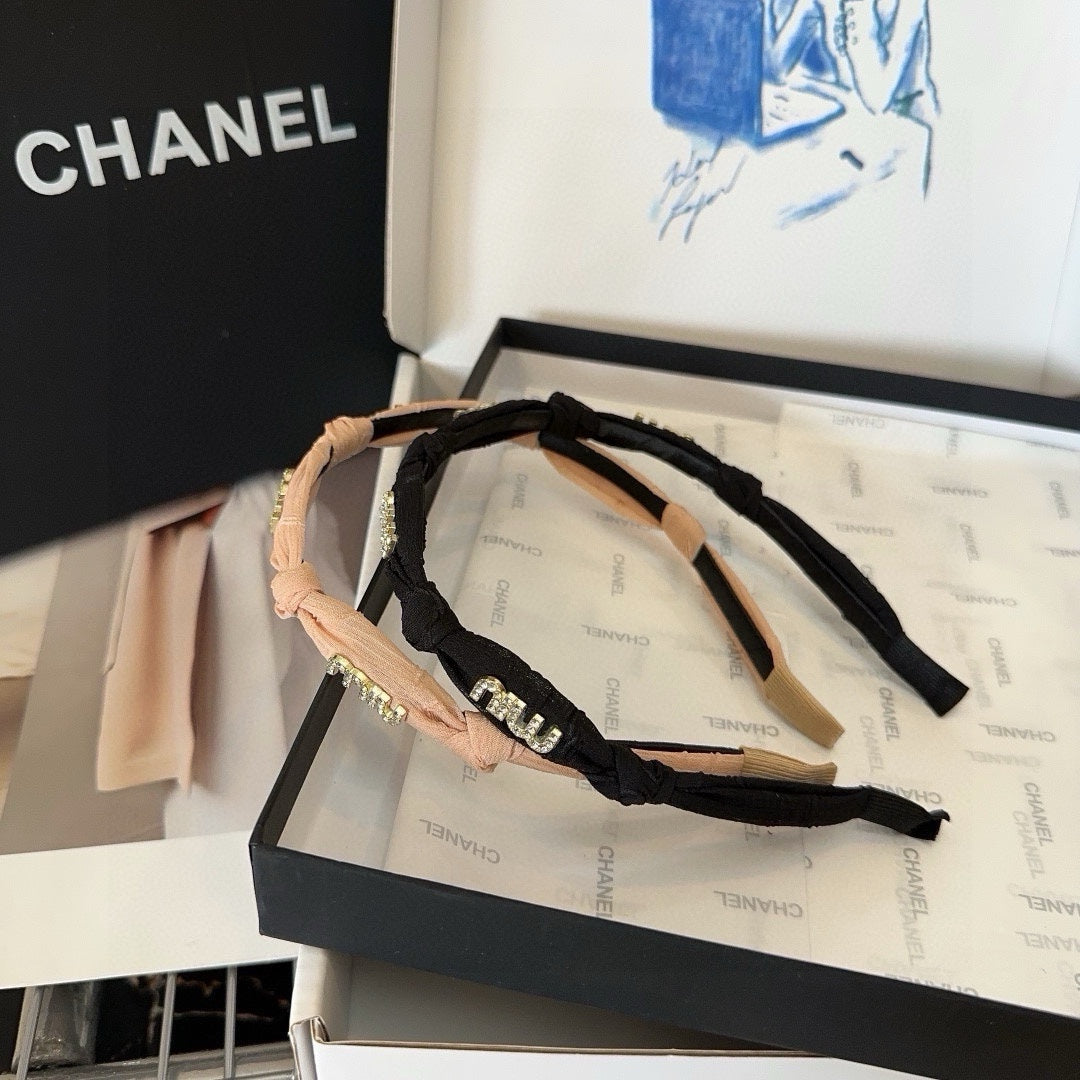 HEADBAND CRYSTALS LOGO IN BLACK VOILE 414443