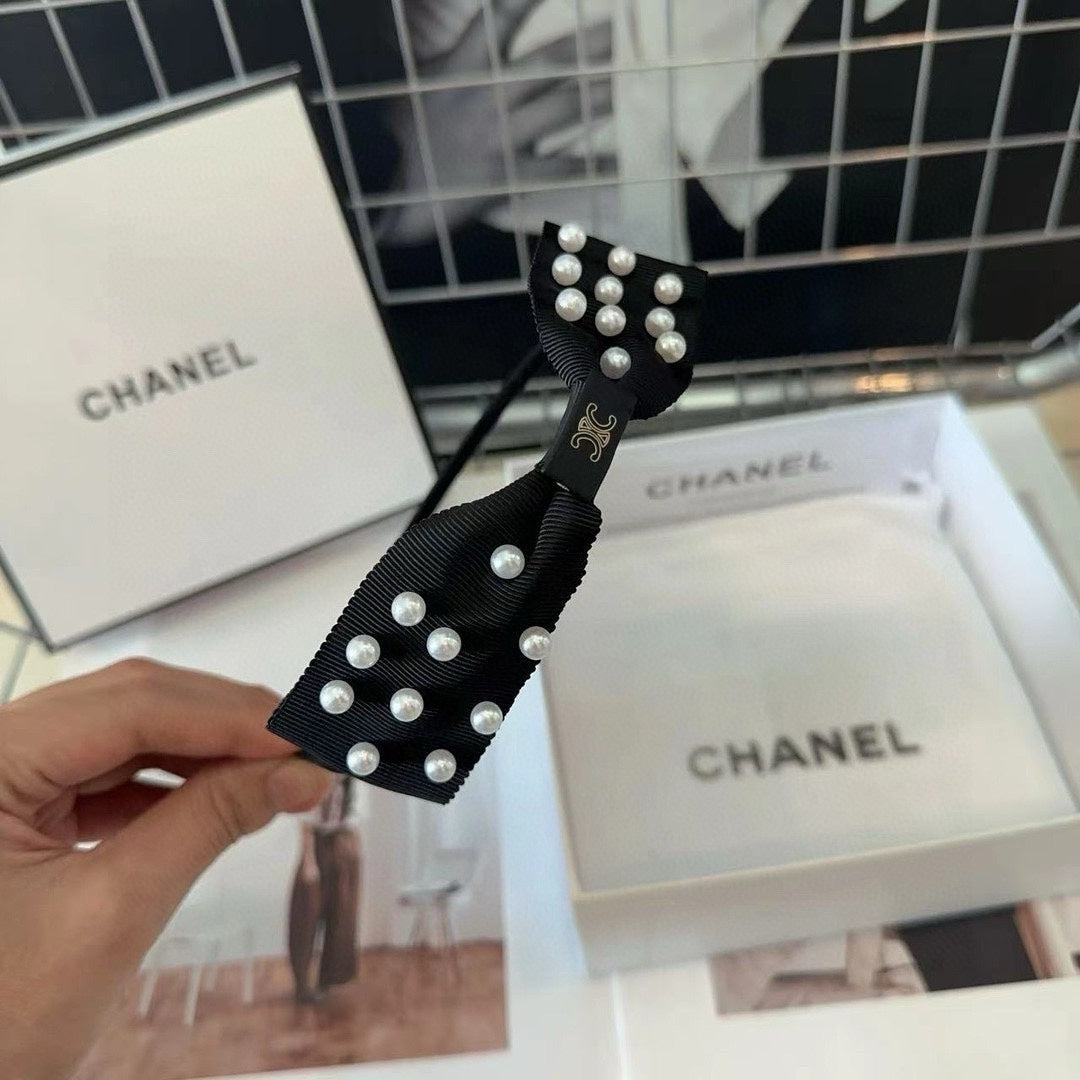 BLACK FABRIC WITH PEARLS HAIRBAND 415960