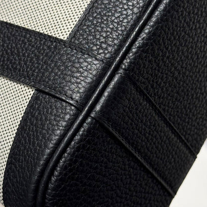 GARDEN PARTY 23CM IN WHITE TOILETS COTTON CANVAS AND BLACK CALFSKIN