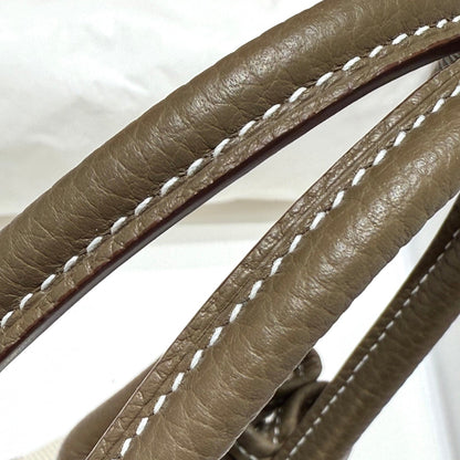 GARDEN PARTY 23CM IN WHITE TOILETS COTTON CANVAS AND TAUPE CALFSKIN