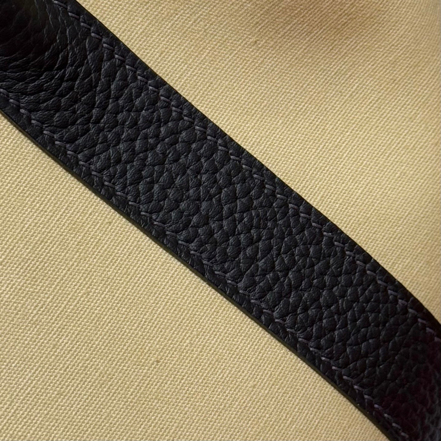 GARDEN PARTY 30CM IN DARK BEIGE TOILETS COTTON CANVAS AND BLACK CALFSKIN