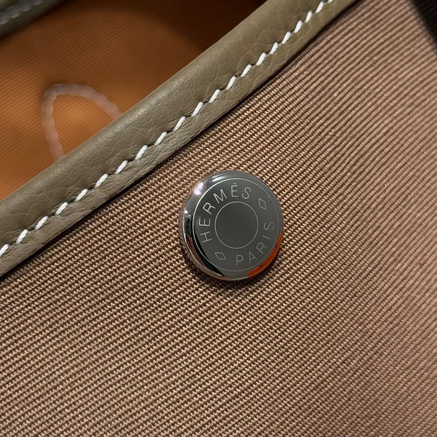 GARDEN PARTY 30CM IN BROWN TOILETS COTTON CANVAS AND TOGO ETOUPE CALFSKIN