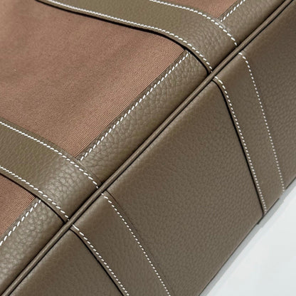 GARDEN PARTY 30CM IN BROWN TOILETS COTTON CANVAS AND TOGO ETOUPE CALFSKIN