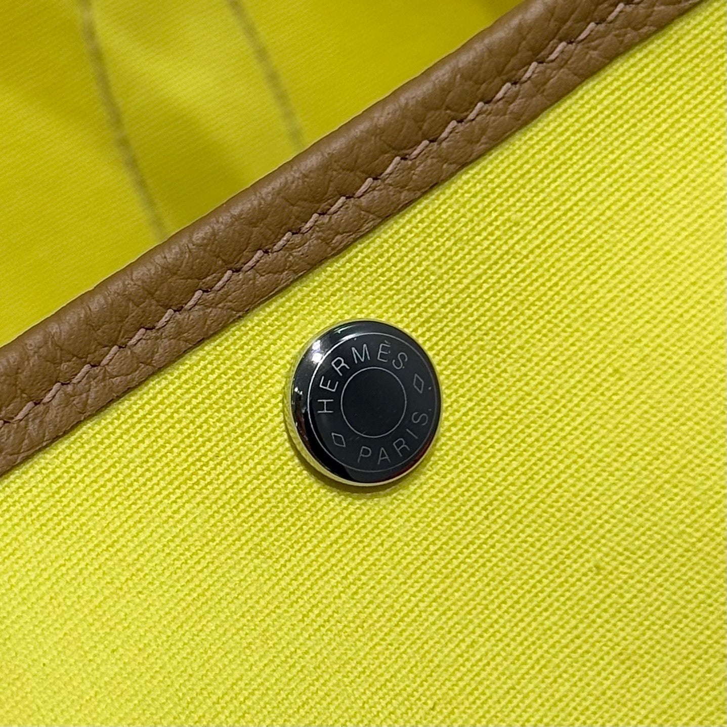 GARDEN PARTY 30CM IN YELLOW TOILETS COTTON CANVAS AND BEIGE MARFA CALFSKIN