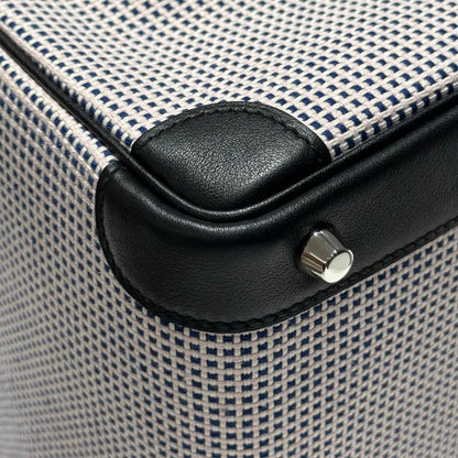 QUADRILLE BIRKIN 25CM IN BLACK SWIFT CALFSKIN WHITE BLUE PINK PLAID TOILE CANVAS