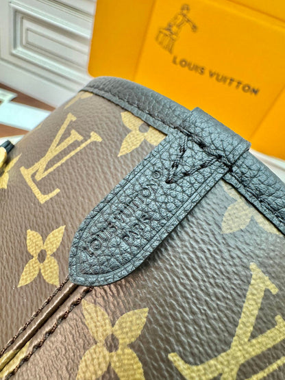 NEVERFULL INSIDE OUT MM BAG 31 IN BROWN MONOGRAM COATED CANVAS AND CALFSKIN