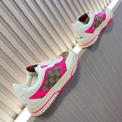 GG Retro Sneakers for Couples White Shocking Pink