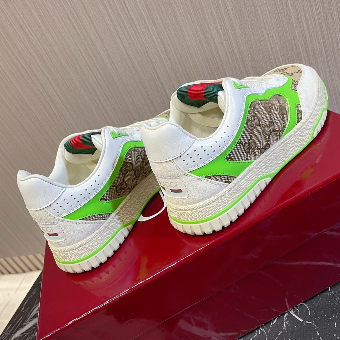 GG Retro Sneakers for Couples White Kelly Green