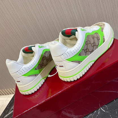 GG Retro Sneakers for Couples White Kelly Green