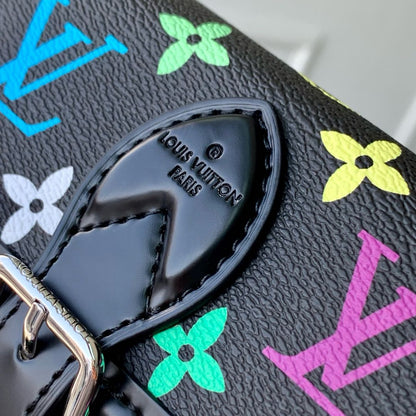 DIANE NANO BAG 19 IN MULTICOLOR MONOGRAM CANVAS AND BLACK COWHIDE