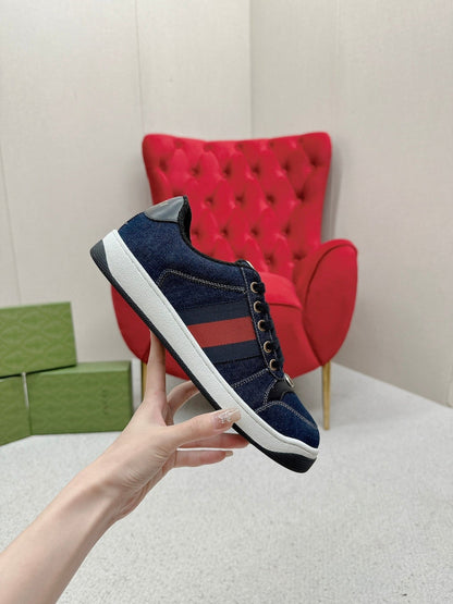 GG WOMEN'S SCREENER TRAINER DENIM CALFSKIN