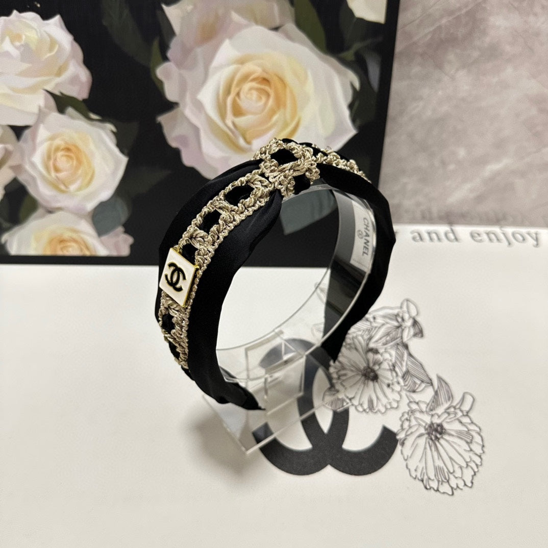 BLACK MIX LIGHT YELLOW FABRIC AND SATIN HEADBAND 168583