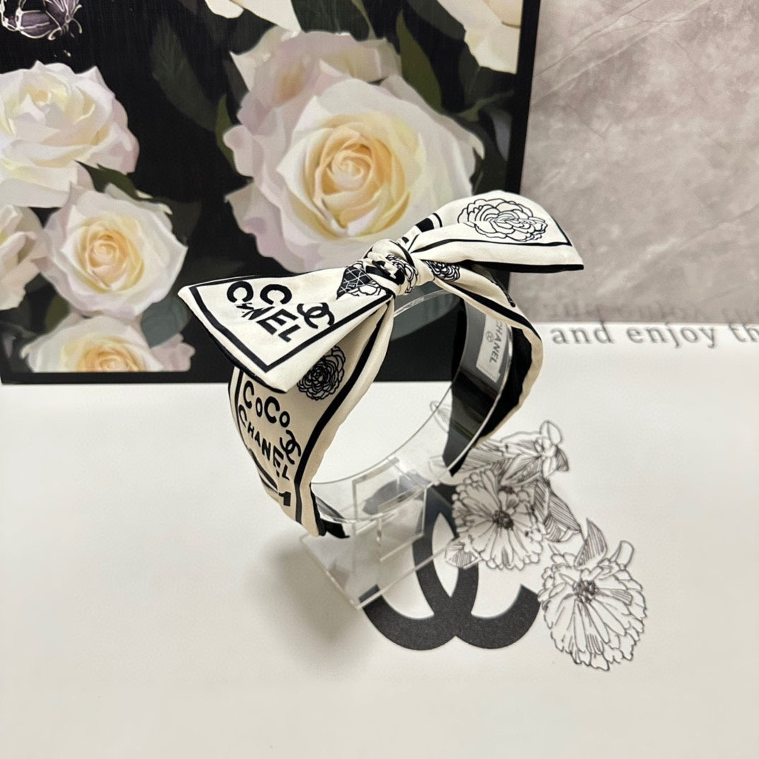 BLACK MIX WHITE SILK HEADBAND 168590