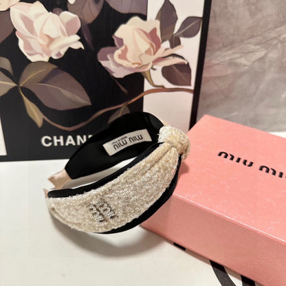 HEADBAND IN BEIGE VELVET SEQUINS-EMBELLISHED 361160