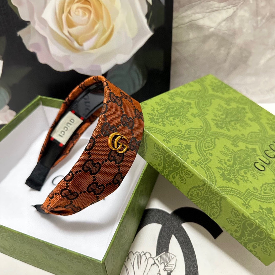 GINGER ORANGE MONOGRAM CANVAS HAIRBAND 369309