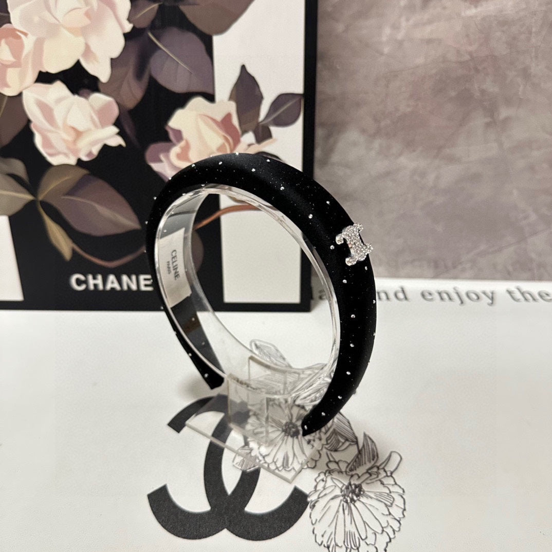 BLACK SILK WITH CRYSTAL HAIRBAND 400485