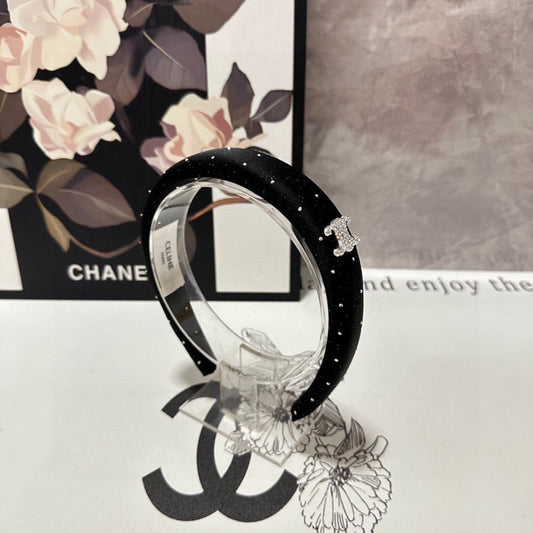 BLACK SILK WITH CRYSTAL HAIRBAND 400485