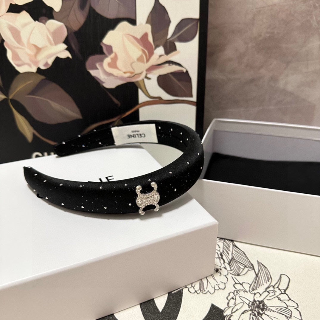 BLACK SILK WITH CRYSTAL HAIRBAND 400485
