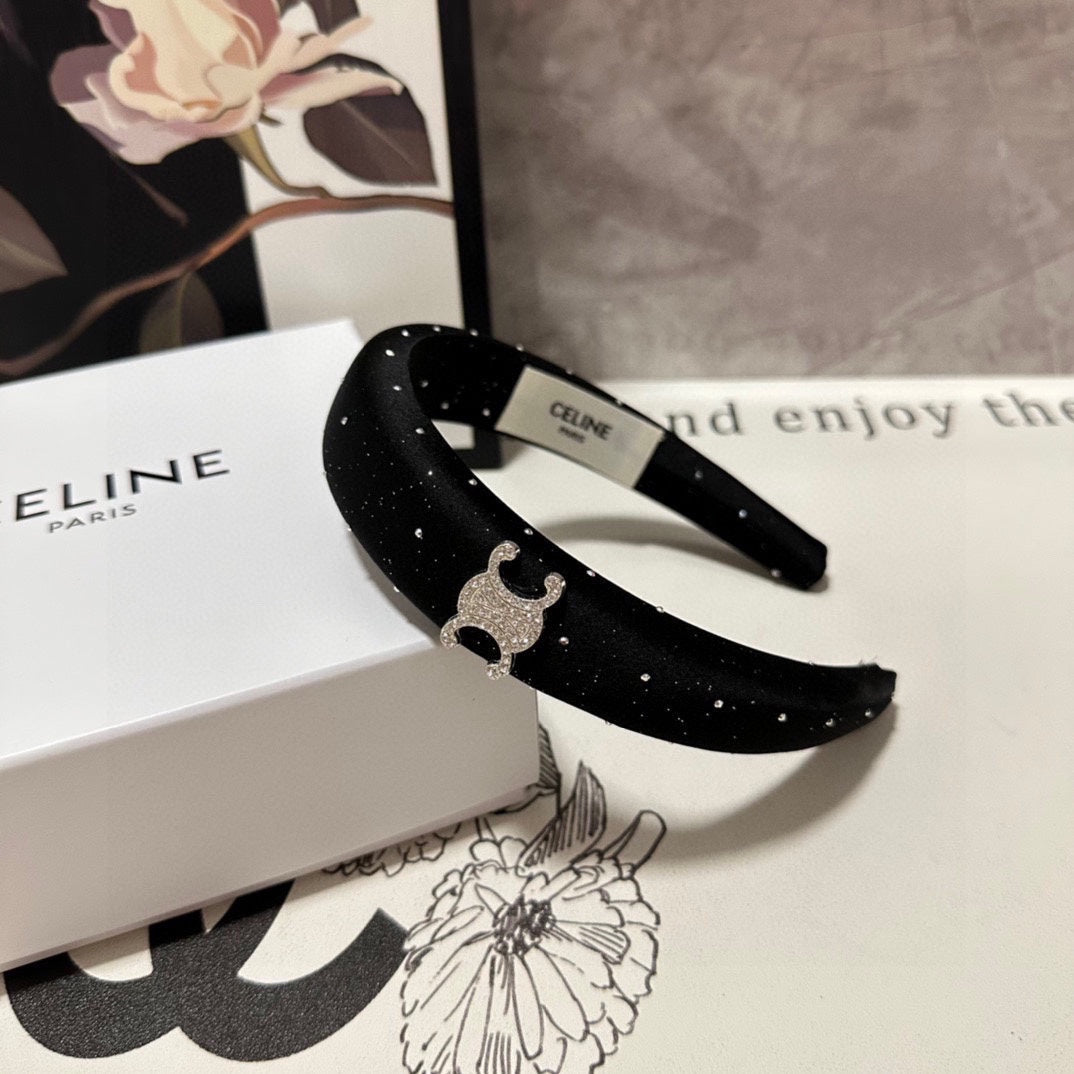 BLACK SILK WITH CRYSTAL HAIRBAND 400485