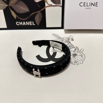 BLACK SILK WITH CRYSTAL HAIRBAND 400485