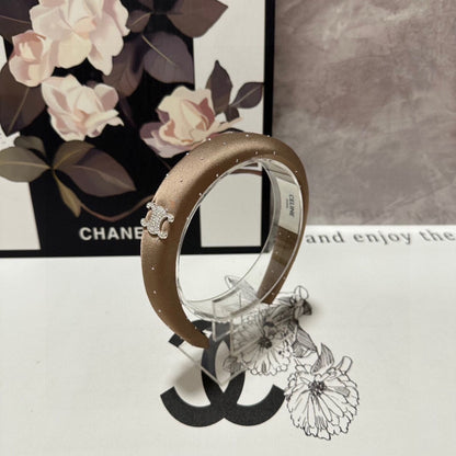 COFFEE BROWN SILK WITH CRYSTAL HAIRBAND 400486