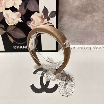 COFFEE BROWN SILK WITH CRYSTAL HAIRBAND 400486