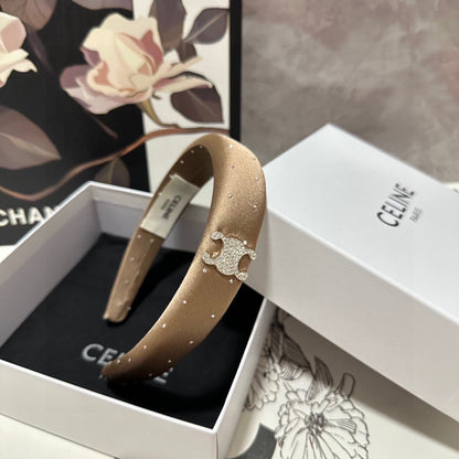 COFFEE BROWN SILK WITH CRYSTAL HAIRBAND 400486