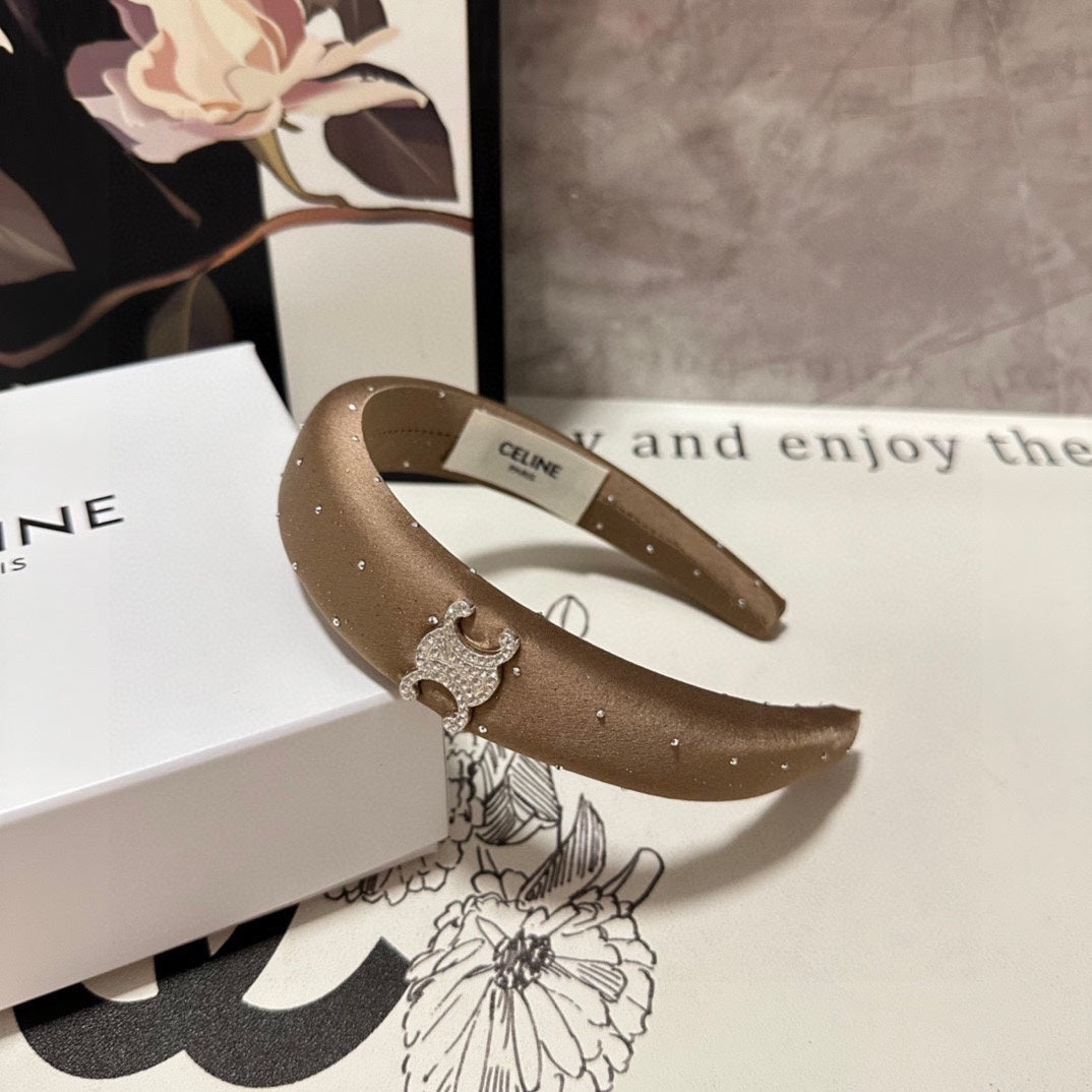 COFFEE BROWN SILK WITH CRYSTAL HAIRBAND 400486