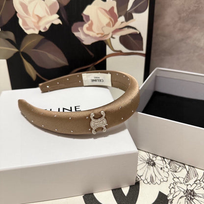 COFFEE BROWN SILK WITH CRYSTAL HAIRBAND 400486