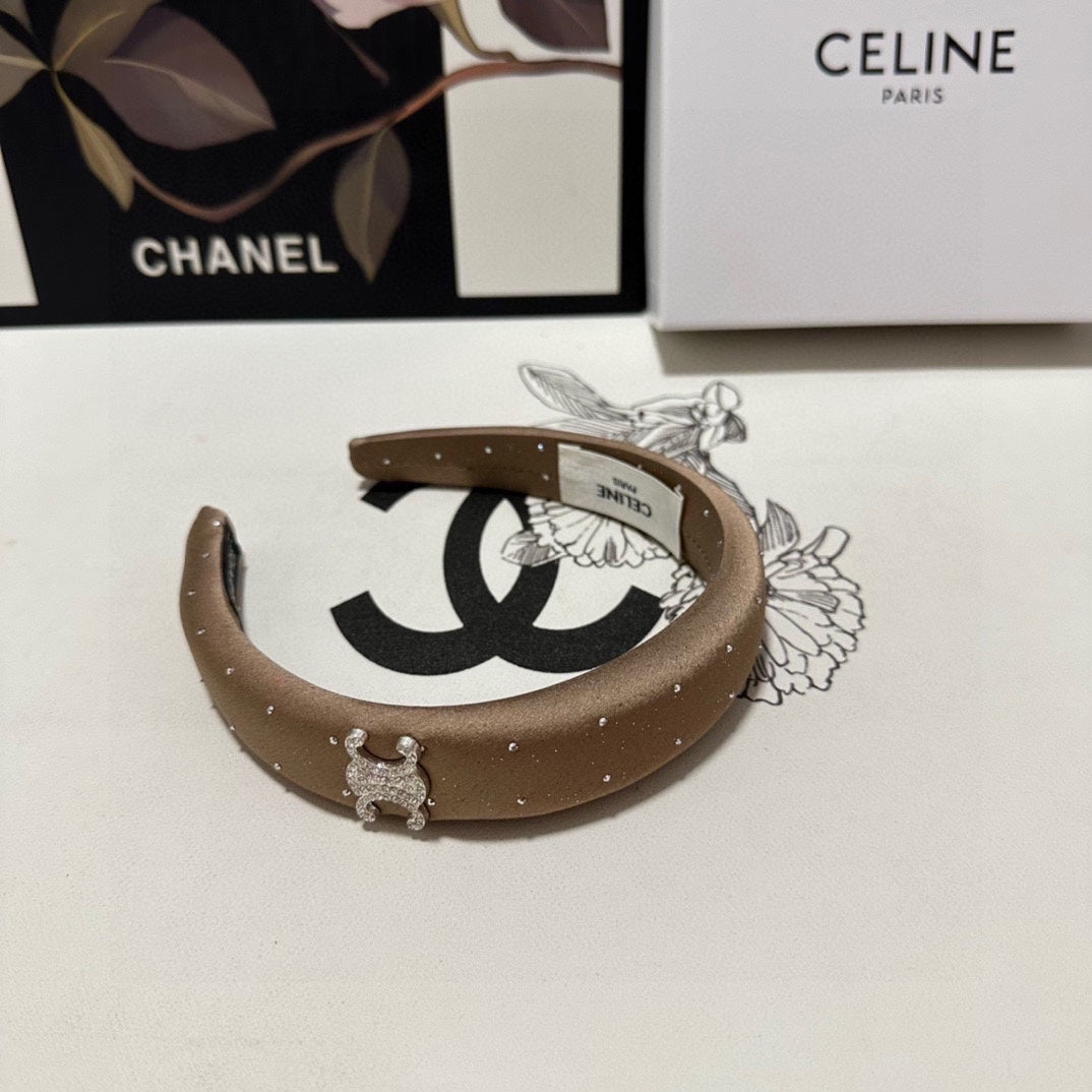 COFFEE BROWN SILK WITH CRYSTAL HAIRBAND 400486