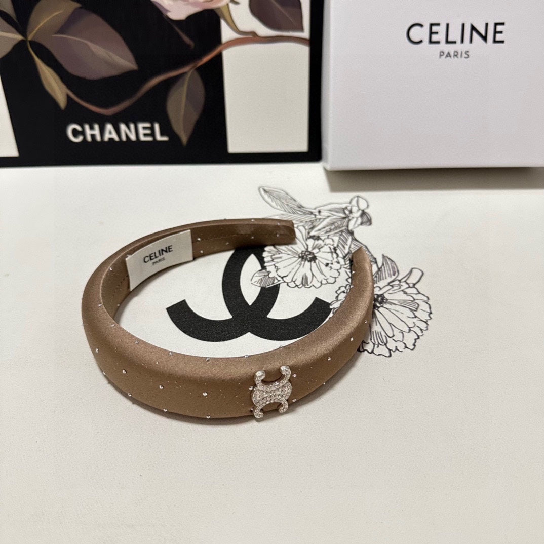 COFFEE BROWN SILK WITH CRYSTAL HAIRBAND 400486