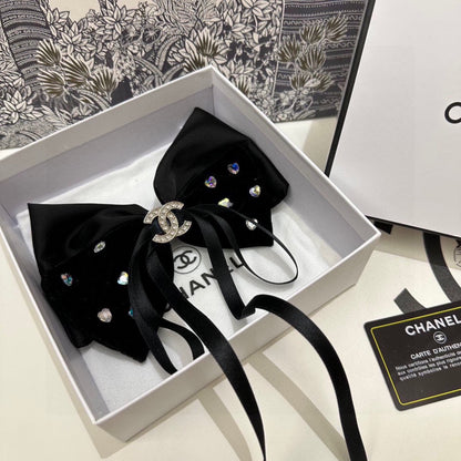 BLACK VELVET HAIR CLIP WITH BOW AND CRYSTAL 412471
