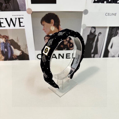 BLACK FABRIC HAIRBAND WITH CRYSTAL 412475