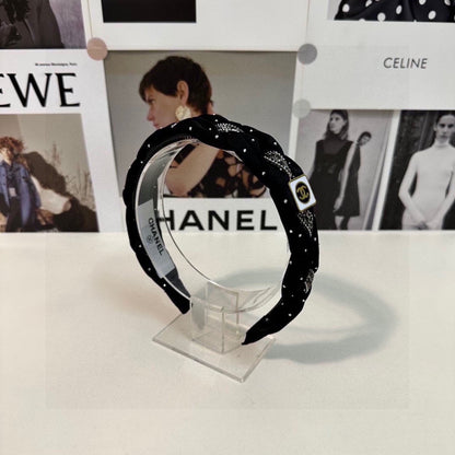 BLACK FABRIC HAIRBAND WITH CRYSTAL 412475