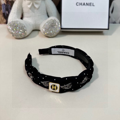 BLACK FABRIC HAIRBAND WITH CRYSTAL 412475