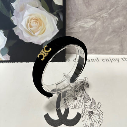 BLACK VELVET HAIRBAND WITH GOLD LOGO 423596