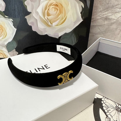 BLACK VELVET HAIRBAND WITH GOLD LOGO 423596