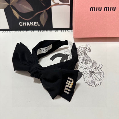 BIG BOW HEADBAND IN BLACK COTTON 432821