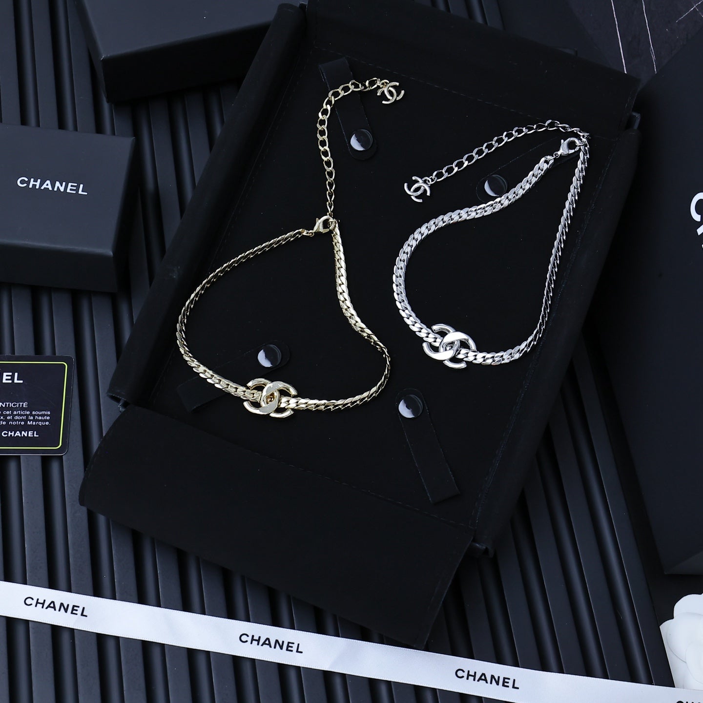 25S MIRROR CHAIN DOUBLE C NECKLACE