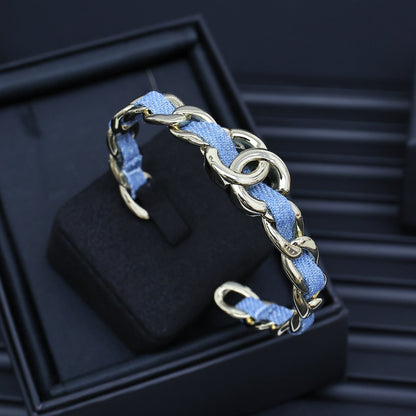 25P IN DENIM-THREADED CHAIN GOLD METAL BRACELET SET