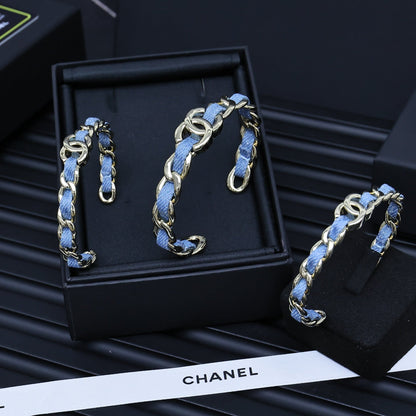 25P IN DENIM-THREADED CHAIN GOLD METAL BRACELET SET
