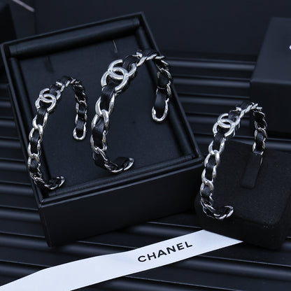 CC 25P CALFSKIN-THREADED CHAIN BRACELET SET